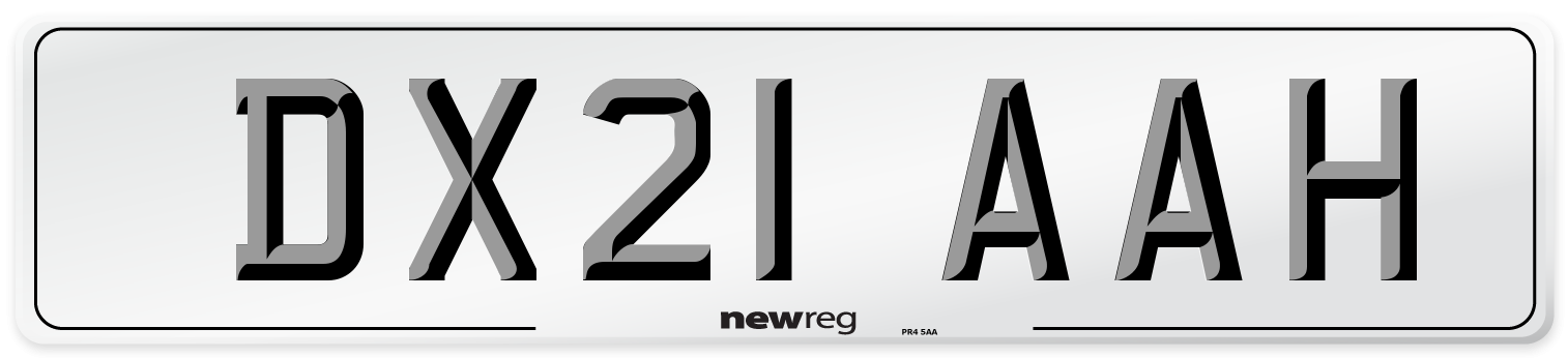 DX21 AAH Number Plate from New Reg